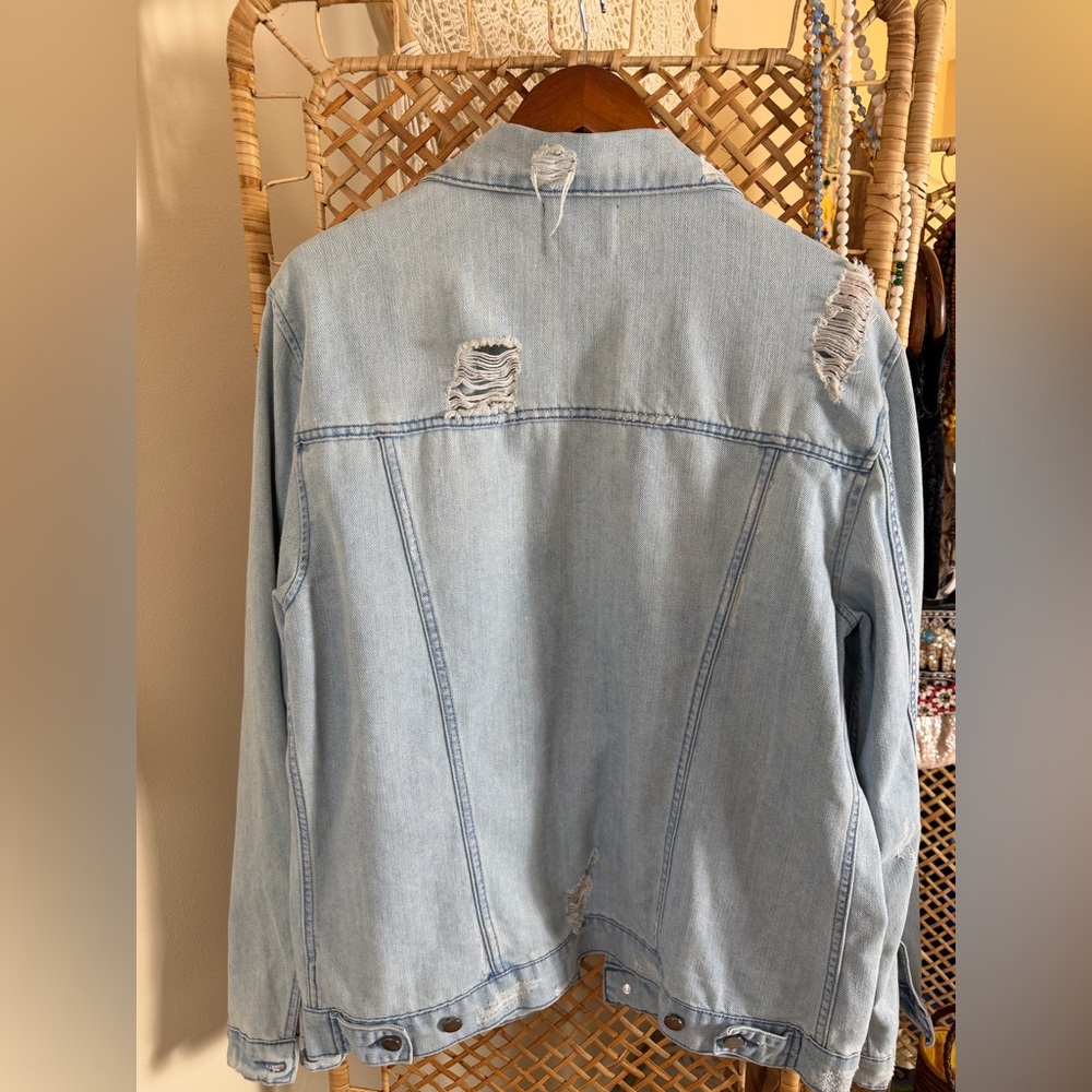JayWalker Light Blue Distressed Denim Trucker Jacket - Picture 7 of 12